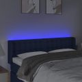 vidaXL Čelo postele s LED modré 147x16x78/88 cm látka