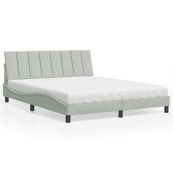vidaXL Posteľ s matracom Hanko bledosivý 160x200 cm zamat