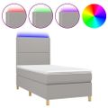 vidaXL Posteľ boxsping s matracom a LED bledosivá 80x200 cm látka