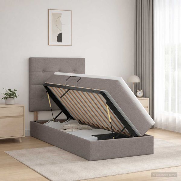 vidaXL Postel s úložným prostorem a matrací Sivohnedá 90 x 200 cm