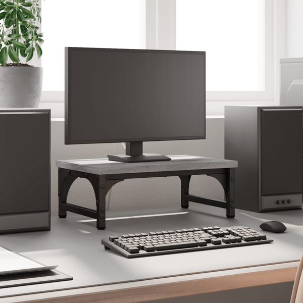 vidaXL Stojan na monitor sivý sonoma 37x23x14 cm kompozitné drevo
