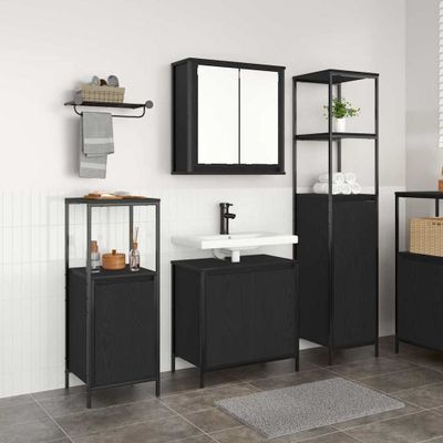 vidaXL Sada kúpeľňového nábytku 3 pcs Čierny dub Kompozitné drevo