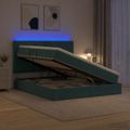 vidaXL LED úložná posteľ s matracom Tmavozelená 140 x 200 cm Zamat