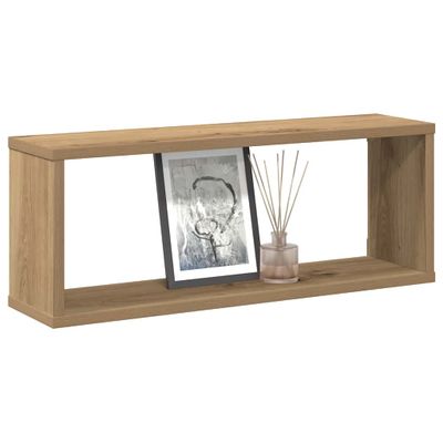 vidaXL Nástenné poličky v tvare kocky 2 ks 60x15x23cm kompozitné drevo