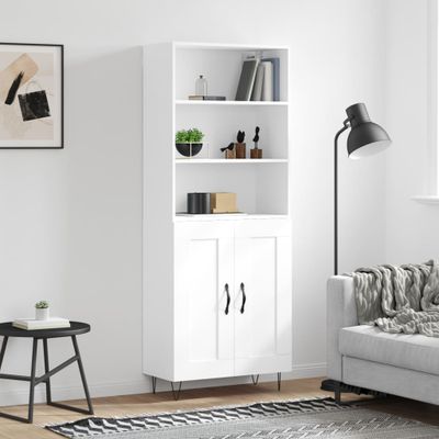 vidaXL Vysoká skrinka biela 69,5x34x180 cm spracované drevo