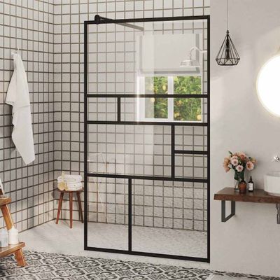 vidaXL Sprchová zástena z priehľadného ESG skla 90x195 cm čierna