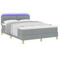 vidaXL LED box s pružinami s LED pásikmi Svetlosivá 140 x 190 cm látka