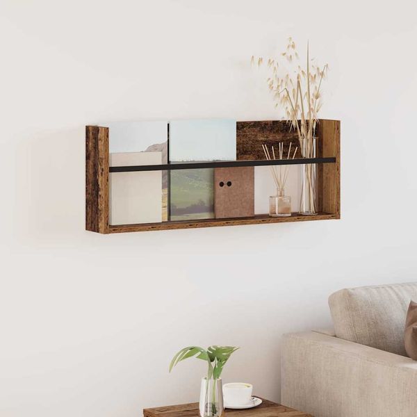 vidaXL Regál na časopisy Staré drevo 80 x 12 x 30 cm Kompozitné drevo