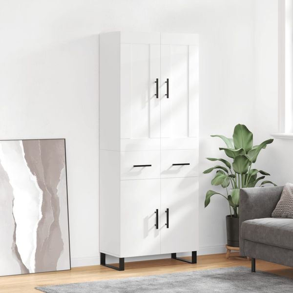 vidaXL Vysoká skrinka lesklá biela 69,5x34x180 cm spracované drevo