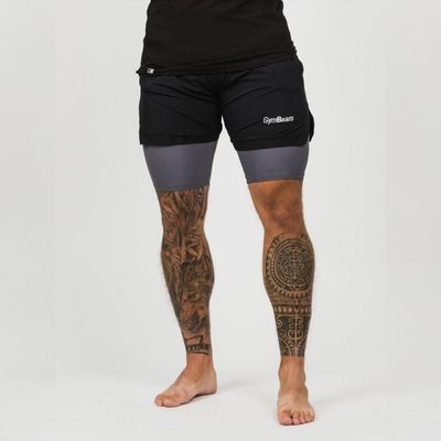 Pánske Šortky 2v1 Black Grey - GymBeam, veľkosť M