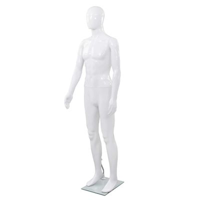vidaXL Pánska figurína, sklenený podstavec, lesklá biela 185 cm