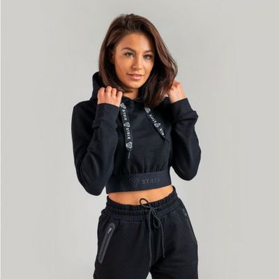 Dámska mikina Essential Cropped Hoodie Black - STRIX, veľkosť XS