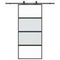 vidaXL Posuvné dvere s kovaním čierne 90x205 cm tvrdené sklo