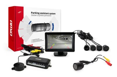 Parkovací asistent 4 senzory čierne TFT01 4,3" s kamerou night vision CAM-301 IR 28mm