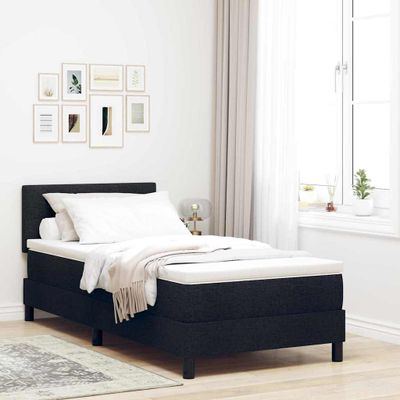 vidaXL Posteľ s pružinovým rámom Čierna 90 x 200 cm látka