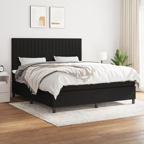 vidaXL Posteľný rám boxspring s matracom čierny 160x200 cm látka
