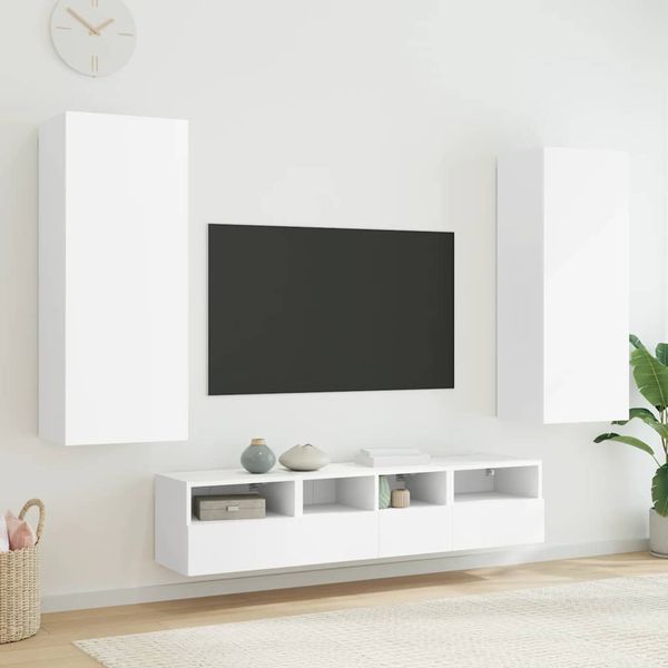 vidaXL 5-dielne TV nástenné skrinky biele kompozitné drevo