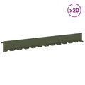 vidaXL Obrubník trávnika 20 ks 102 x 10 x 4 cm Oceľ Olivovo zelená