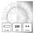 LED vianočný nano reťaz – ježko, 2,4 m, 3x AA, vnútorný, studená biela, časovač