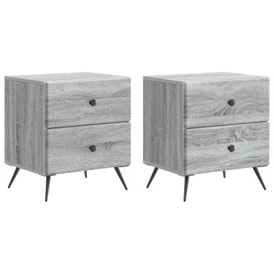 vidaXL Nočný stolík so zásuvkou 2 pcs Sivá sonoma 43 x 34,5 x 47,5 cm
