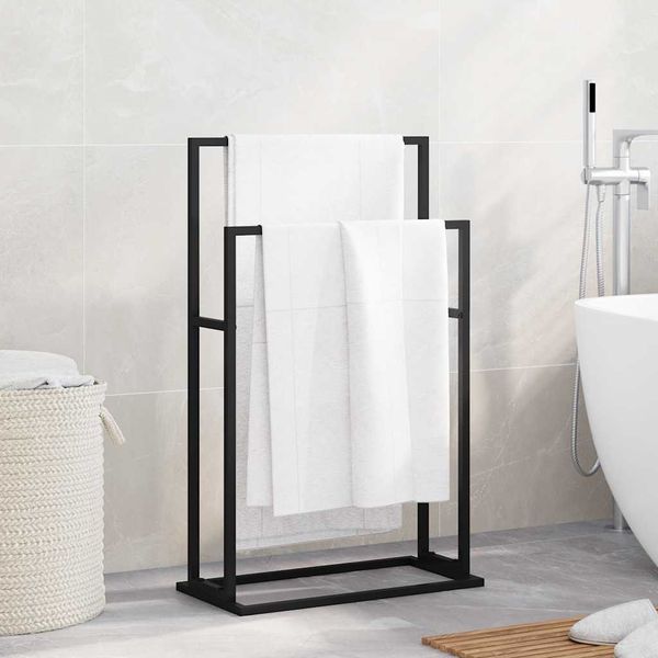 vidaXL Voľne stojaci vešiak na uteráky, čierny 48x24x78,5 cm, železo