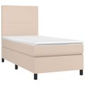 vidaXL Boxspring posteľ matrac a LED kapučínová 90x190 cm umelá koža