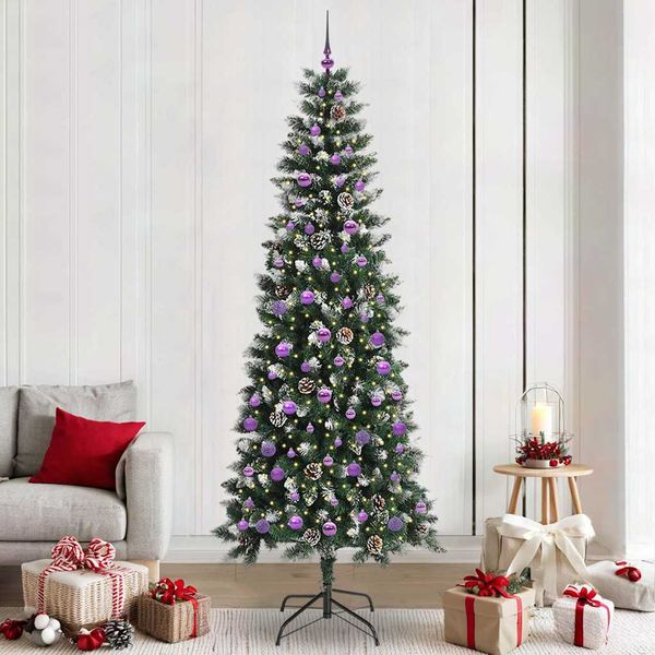 vidaXL Umelý vianočný stromček Zelená 240 cm PVC, plast a oceľ