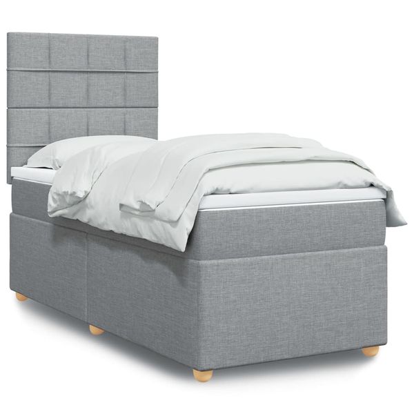 vidaXL Boxspring posteľ s matracom bledosivý 100x200 cm látka