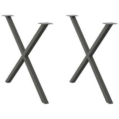 vidaXL Nohy k jedálenskému stolu v tvare X, 2 ks, antracitové, 90 x (72-73) cm, oceľ