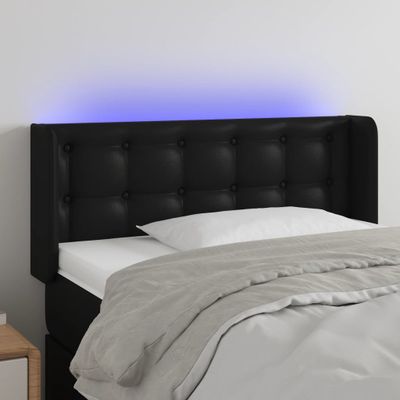 vidaXL Čelo postele s LED čierne 103x16x78/88 cm umelá koža