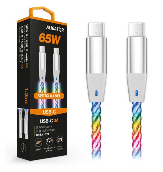 ALIGATOR Dátový kábel LIGHT 3A, 65W USB-C/USB-C 1,2m
