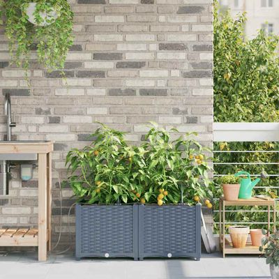 vidaXL Záhradný kvetináč 2 pcs Svetlo šedá 80 x 40 x 37,5 cm Plast