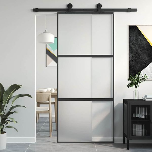 vidaXL Posuvné dvere čierne 90x205 cm tvrdené sklo a hliník