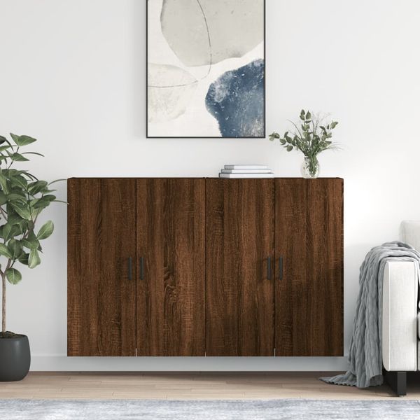 vidaXL Nástenné skrinky 2 ks hnedý dub 69,5x34x90 cm