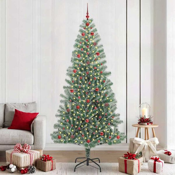 vidaXL Umelý vianočný stromček, snehom obalený, s LED svetlom 240 cm