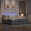 VidaXL Osmanská posteľ s matracom a LED svetlosivá látka 180x200cm