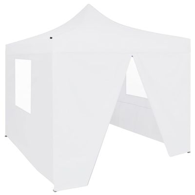 vidaXL Profesionálny skladací párty stan+4 steny 3x3 m, oceľ, biely
