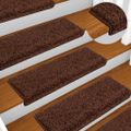 vidaXL Schodové rohože 10 ks 65x21x4 cm hnedé s obdĺžnikovým okrajom