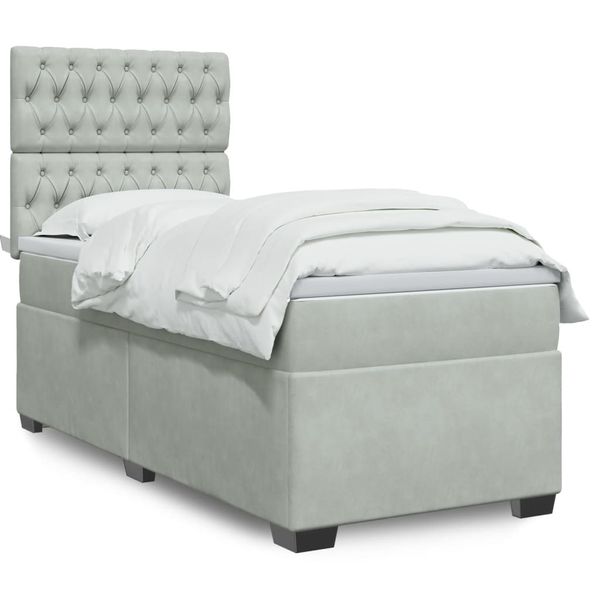 vidaXL Posteľný rám boxsping s matracom bledosivý 90x190 cm zamat