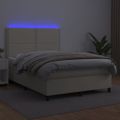 vidaXL Boxspring posteľ s matracom a LED krémová 140x190 cm umelá koža