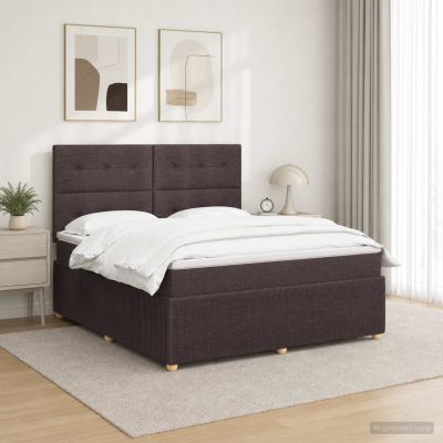 vidaXL LED boxspring posteľ s matracom Tmavohnedá 140 x 190 cm Látka