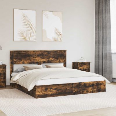vidaXL Úložná posteľ Dymová dub 180 x 200 cm Kompozitné drevo