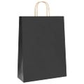 vidaXL Papierové tašky 250 ks s rúčkami, čierna, 32x12x42 cm