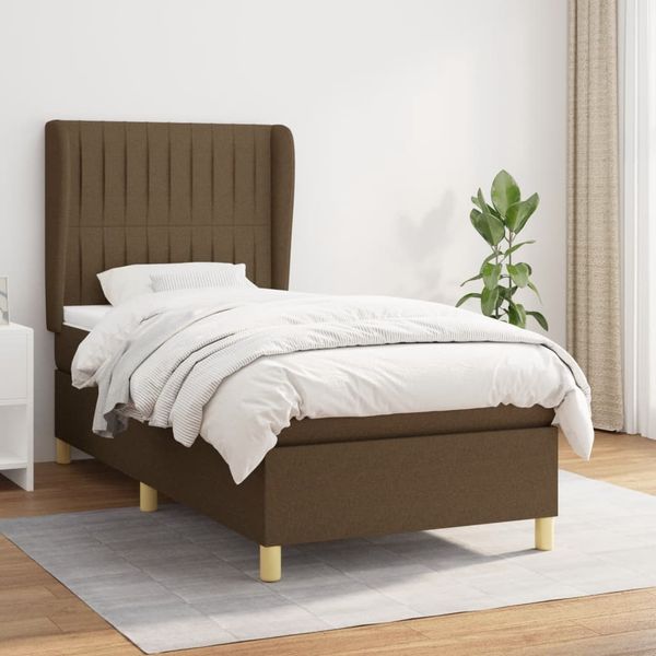 vidaXL Boxspring posteľ s matracom tmavohnedá 90x190 cm látka
