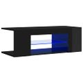 vidaXL TV skrinka s LED svetlami lesklá čierna 90x39x30 cm