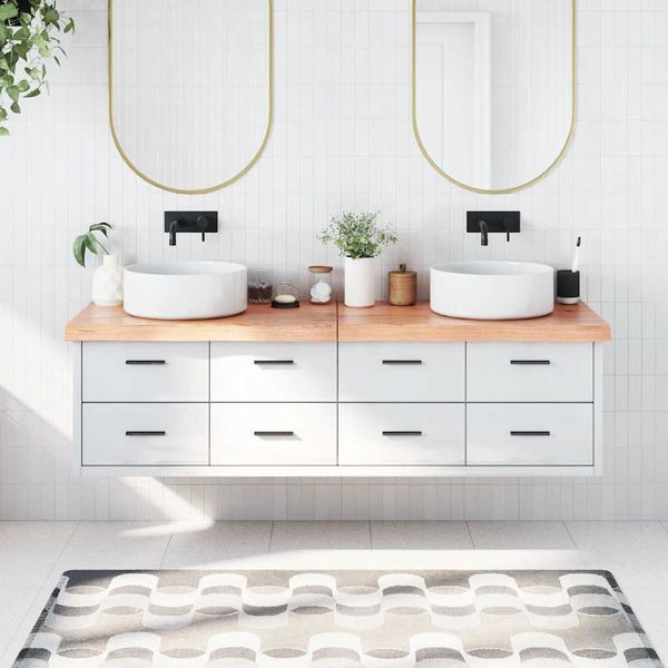 vidaXL Kúpeľňová doska bledohnedá 180x40x(2-6) cm ošetrený masív