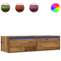 vidaXL TV skrinka s LED svetlami staré drevo 100X35,5x25 cm