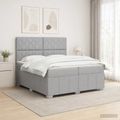 vidaXL Posteľ boxspring s matracom Svetlosivá 200 x 200 cm Látka