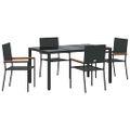 vidaXL Záhradný jedálenský set 5 pcs Čierna polyratan