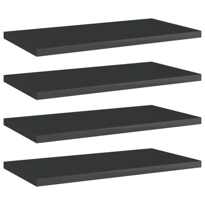 vidaXL Prídavné police 4 ks, lesklé čierne 40x20x1,5 cm, drevotrieska
